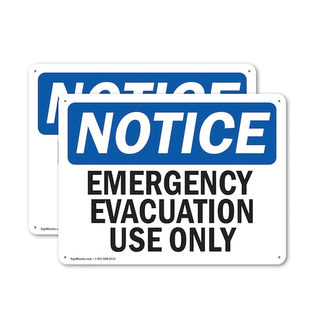 Signmission Emergency Evacuation Use Only, 24 in W x Rectangle, Aluminum OS-2PACK-NS-A-1824-L-11800